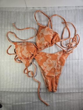 Orange Floral String Bikini